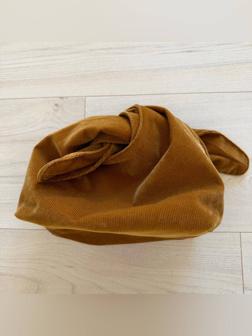 Corduroy Knot-Top Women's Small Bag in Camel Brown
